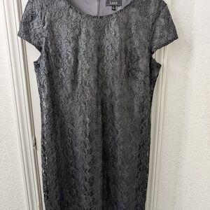Charcoal Lace Midi Dress